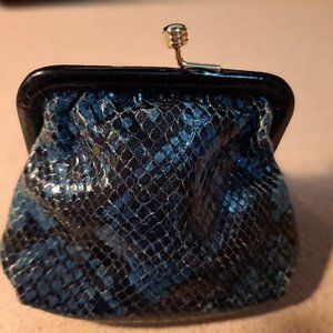 Dooney and Burke blue snake skin coin purse.
